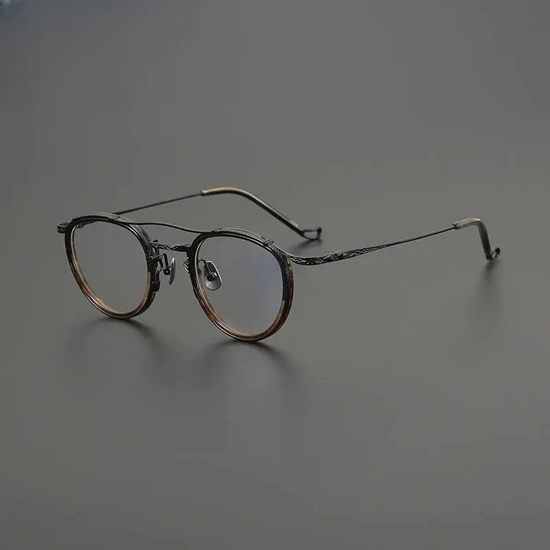 Unisex Oval Full Rim Titanium Double Bridge Prescription Glasses 574154 — view 3 | Rx Spectacle
