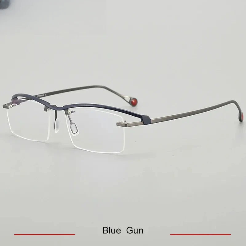 Women's Square Semi-Rimless Titanium Prescription Glasses 71208 — view 7 | Rx Spectacle