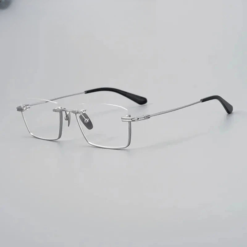 Unisex Square Semi-Rimless Titanium Prescription Glasses 842416 — view 3 | Rx Spectacle