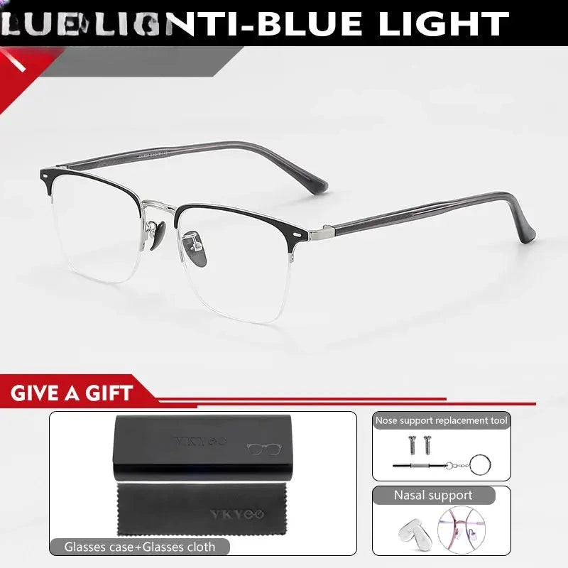 Unisex Square Semi-Rimless Alloy Reading Glasses 44888 — view 8 | Rx Spectacle