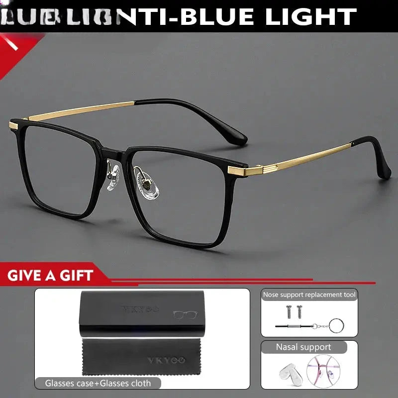 Men's Square Full Rim Titanium Reading Glasses 49306 — view 8 | Rx Spectacle