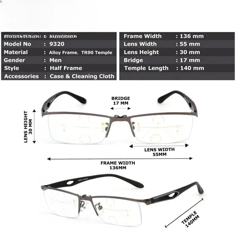 Women's Square Semi-Rimless Alloy Clip-On Prescription Glasses 4932 — view 2 | Rx Spectacle