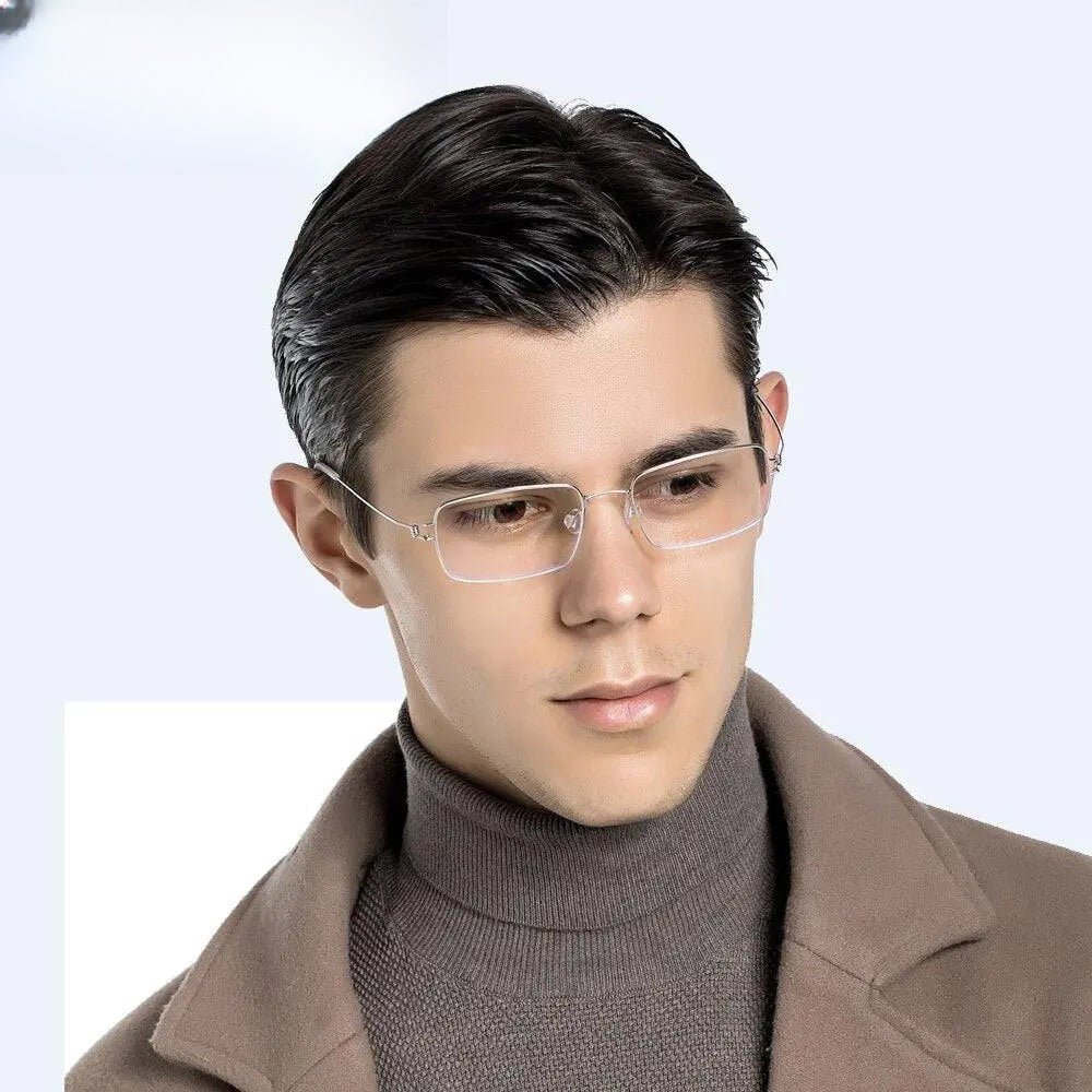 Unisex Square Full Rim Titanium Screwless Prescription Glasses — view 1 | Rx Spectacle