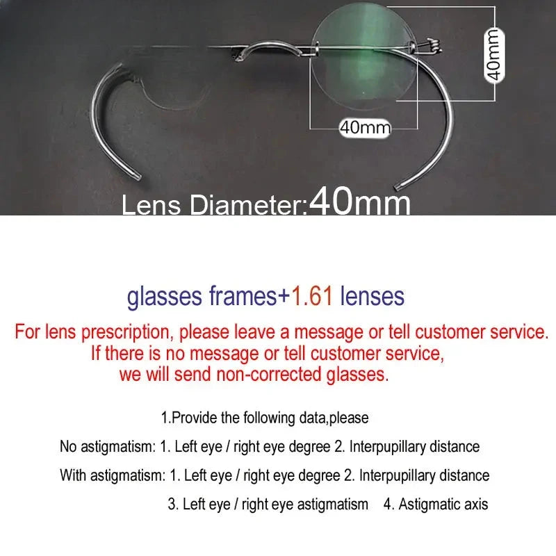 Unisex Round Rimless Stainless Steel Screwless Prescription Glasses 384042 — view 7 | Rx Spectacle