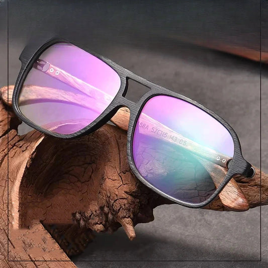 Unisex Square Full Rim Wood Double Bridge Prescription Glasses 458000 — view 1 | Rx Spectacle