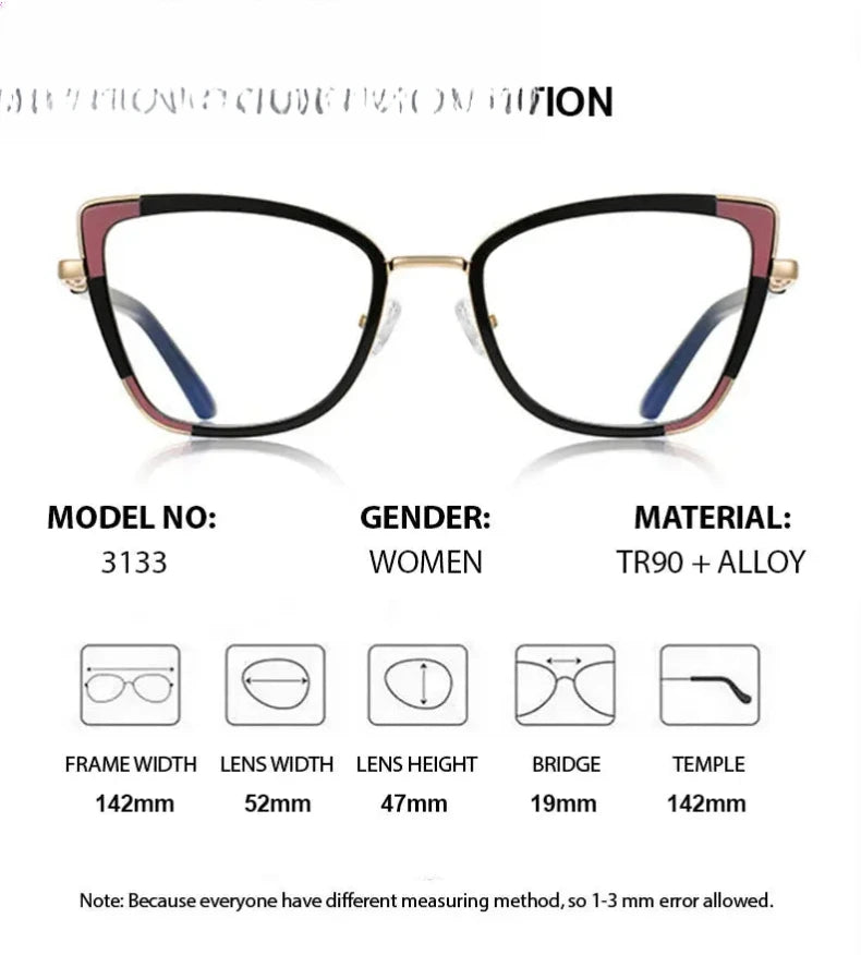 Women's Cat Eye Full Rim Titanium Prescription Glasses 31334 — view 2 | Rx Spectacle