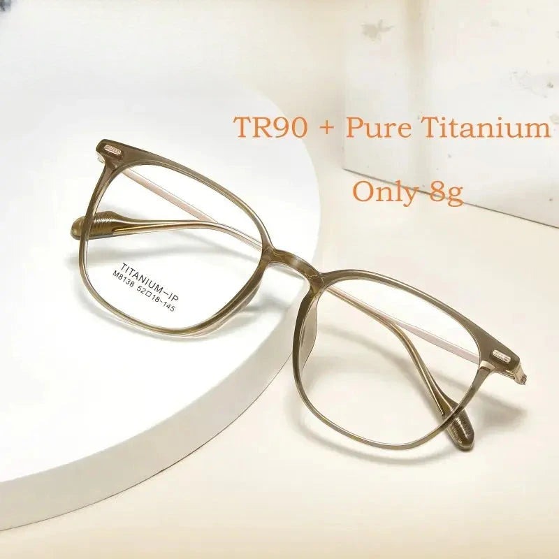 Unisex Square Full Rim Titanium Prescription Glasses M8138 — view 2 | Rx Spectacle