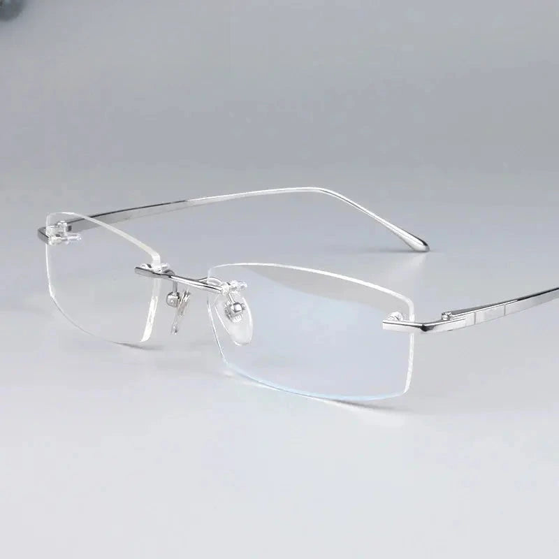 Women's Square Rimless Titanium Prescription Glasses 63794 — view 2 | Rx Spectacle