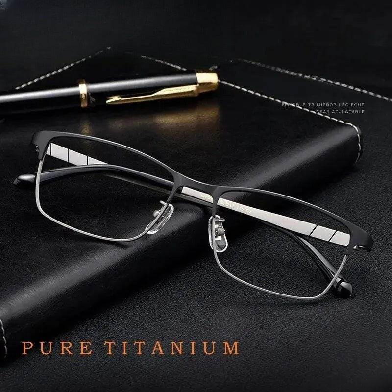 Men's Square Full Rim Titanium Prescription Glasses Ht0137 — view 1 | Rx Spectacle
