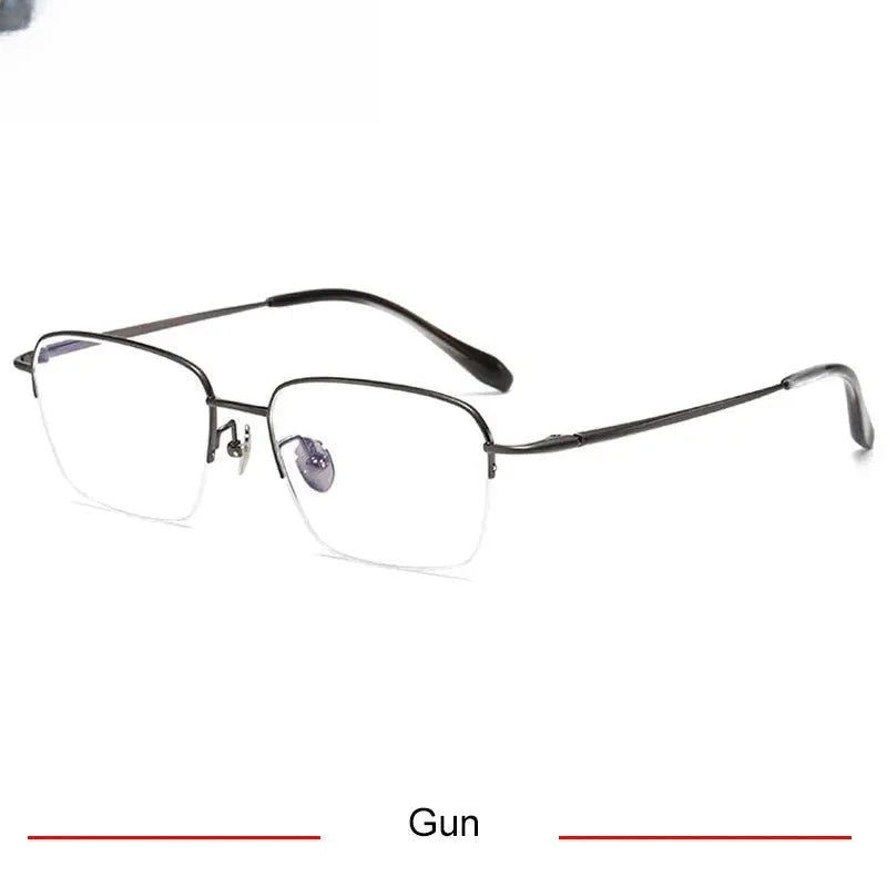 Men's Oval Semi-Rimless Titanium Oversized Prescription Glasses 316887 — view 5 | Rx Spectacle