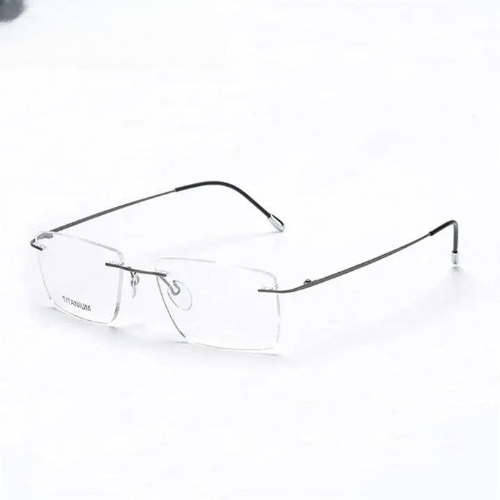 Unisex Square Rimless Titanium Prescription Glasses 16011 — view 7 | Rx Spectacle