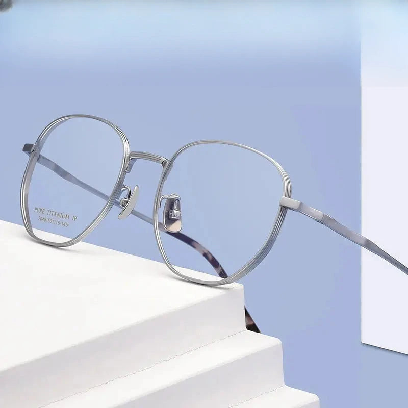 Women's Square Full Rim Titanium Prescription Glasses 20484 — view 1 | Rx Spectacle