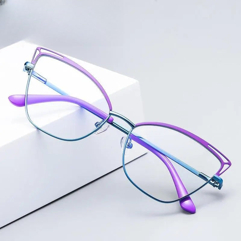 Women's Cat Eye Full Rim Alloy Prescription Glasses 3038 — view 1 | Rx Spectacle