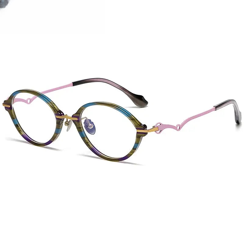 Women's Oval Full Rim Titanium Prescription Glasses 56075 — view 1 | Rx Spectacle