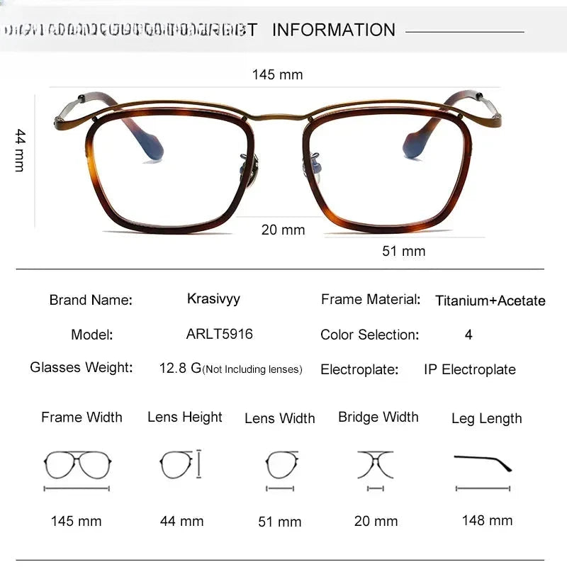 Men's Square Full Rim Titanium Prescription Glasses 35916 — view 2 | Rx Spectacle