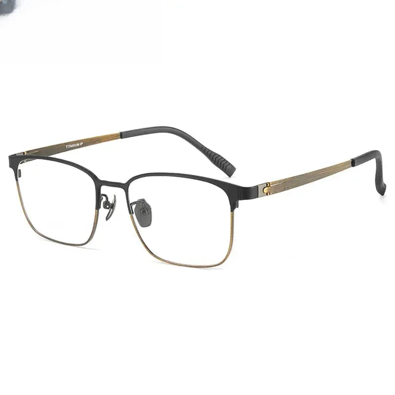 Men's Square Full Rim Titanium Prescription Glasses 401285 — view 5 | Rx Spectacle