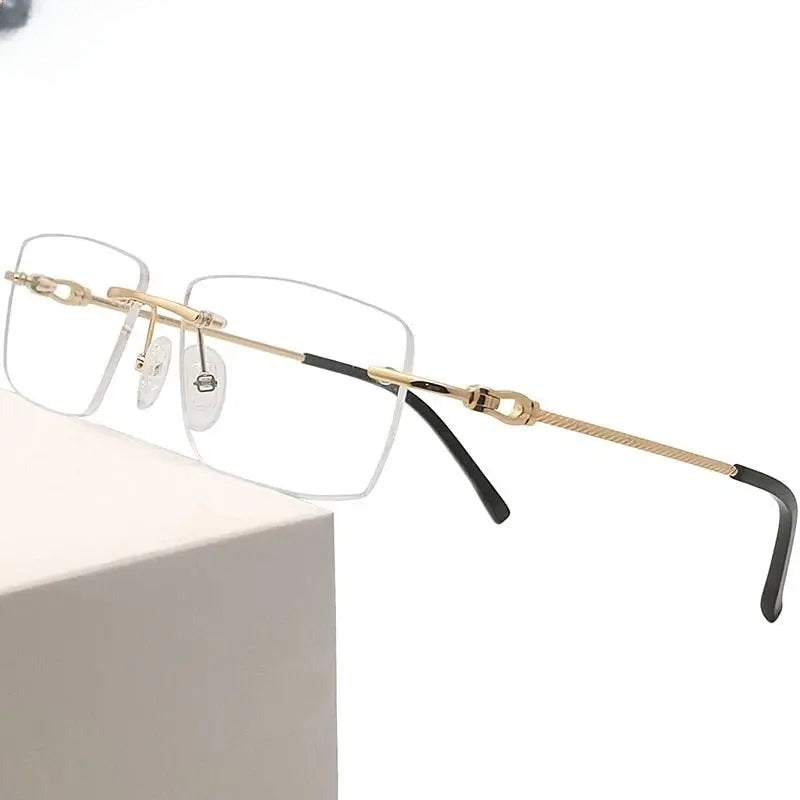 Unisex Square Rimless Titanium Prescription Glasses Kr8661 — view 1 | Rx Spectacle