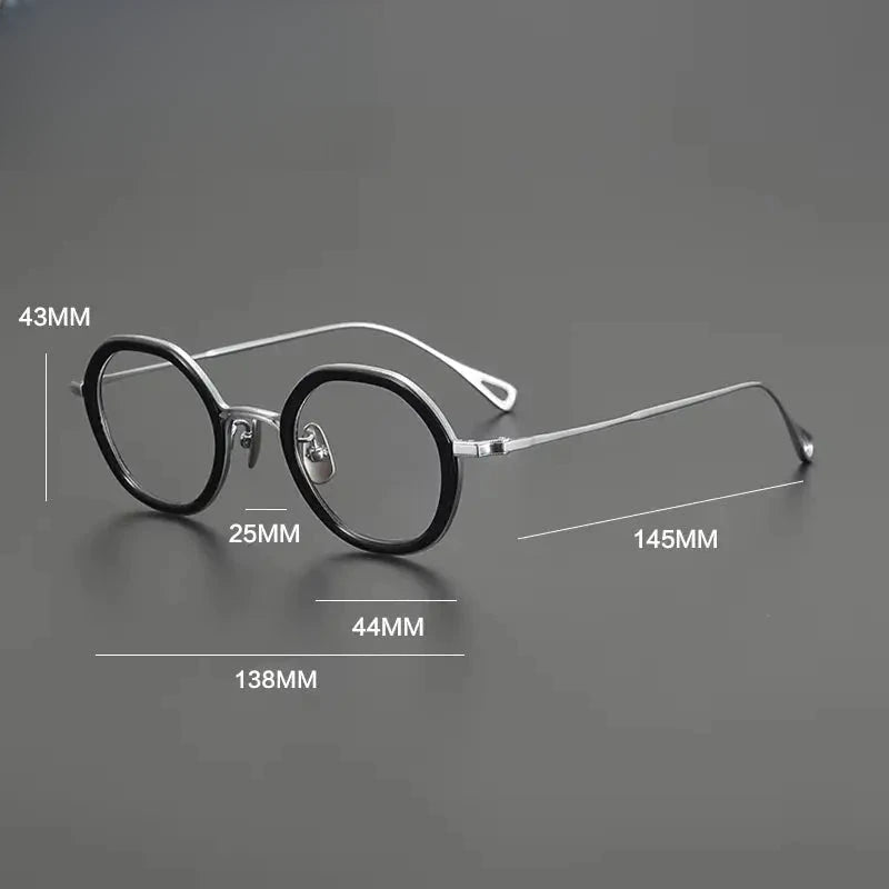 Women's Round Full Rim Titanium Flat Top Prescription Glasses G1584 — view 2 | Rx Spectacle