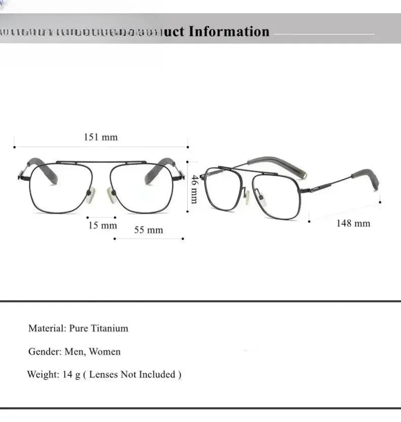 Men's Square Full Rim Titanium Oversized Prescription Glasses 105776 — view 2 | Rx Spectacle