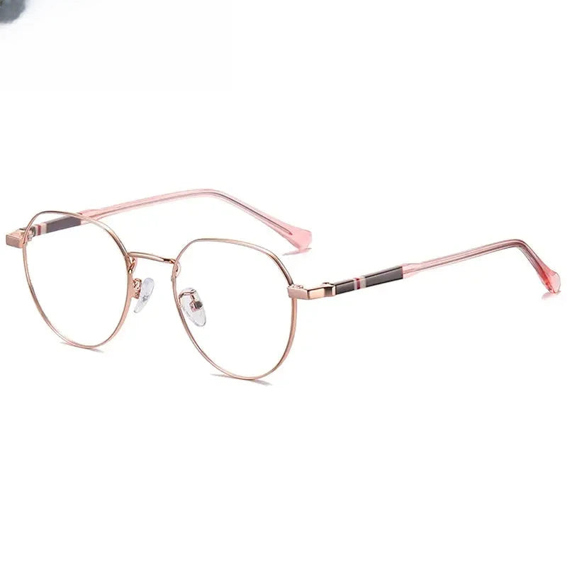 Women's Round Full Rim Titanium Flat Top Prescription Glasses 961921 — view 3 | Rx Spectacle