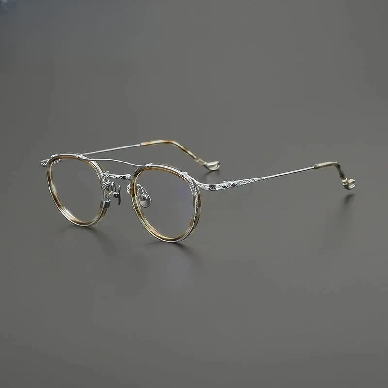 Unisex Oval Full Rim Titanium Double Bridge Prescription Glasses 574154 — view 7 | Rx Spectacle