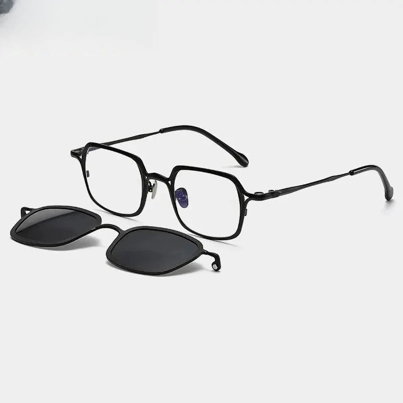Unisex Square Full Rim Titanium Clip-On Prescription Glasses 885969 — view 5 | Rx Spectacle