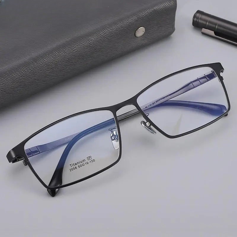 Men's Square Full Rim Titanium Prescription Glasses 2058 — view 5 | Rx Spectacle
