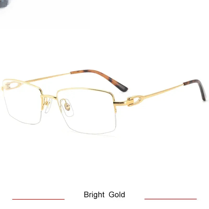 Men's Square Semi-Rimless Titanium Oversized Prescription Glasses 420319 — view 3 | Rx Spectacle