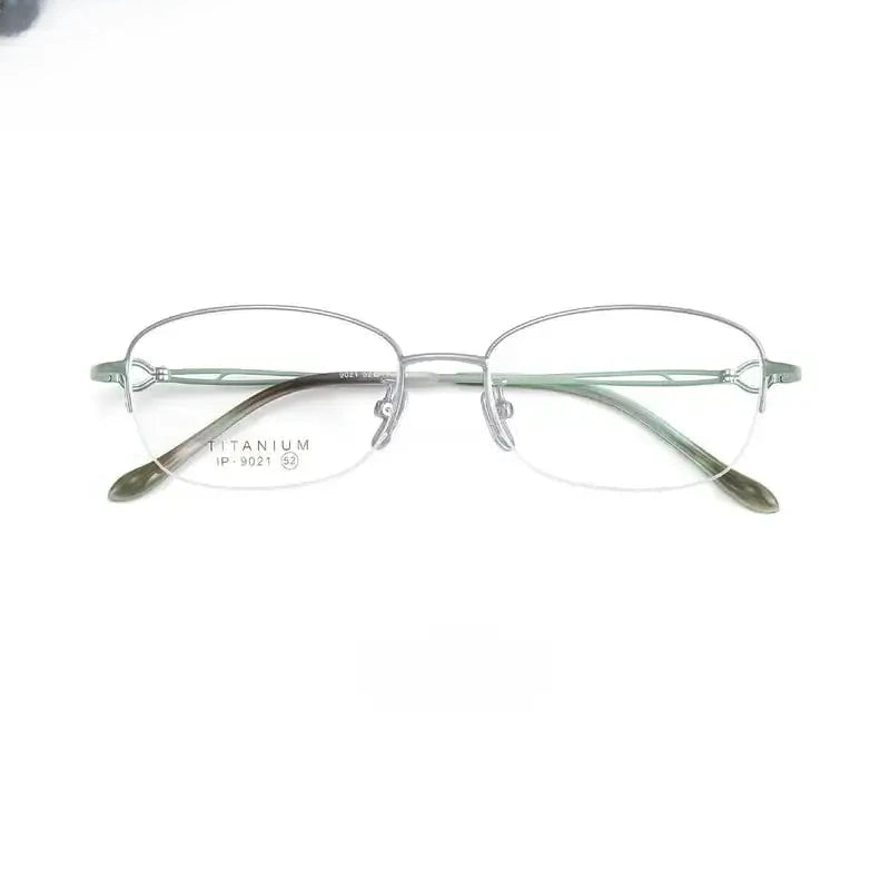 Women's Oval Semi-Rimless Titanium Prescription Glasses 90214 — view 7 | Rx Spectacle