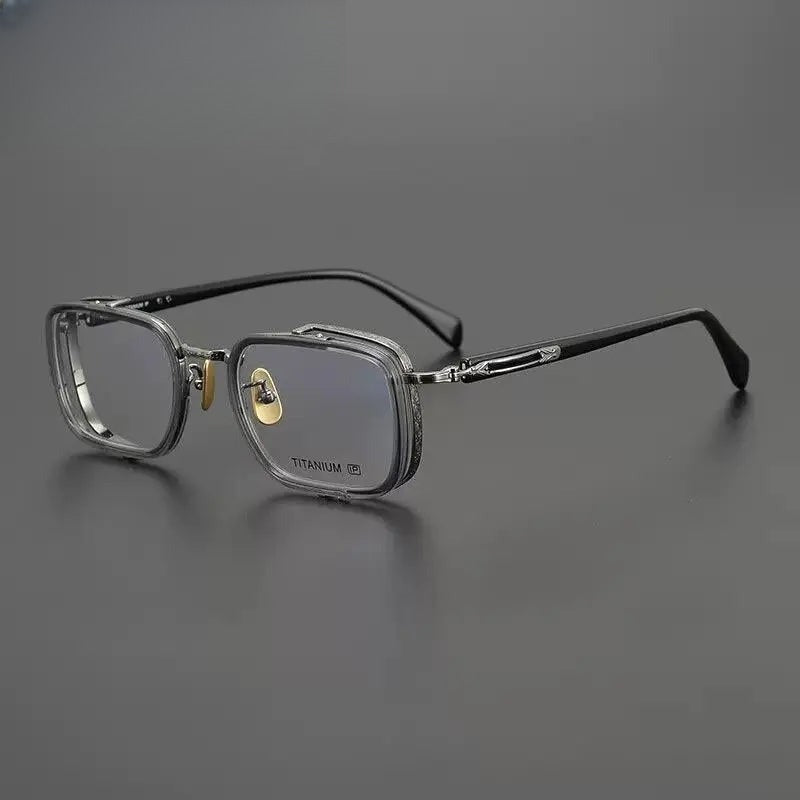 Unisex Square Full Rim Titanium Prescription Glasses Gxyj1023 — view 5 | Rx Spectacle