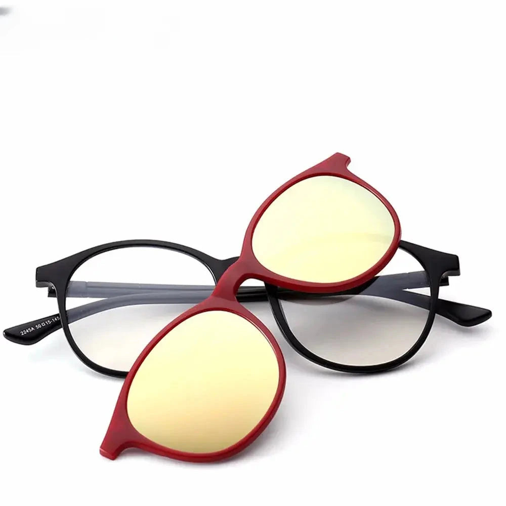 Women's Square Full Rim Titanium Clip-On Prescription Glasses 72245 — view 3 | Rx Spectacle