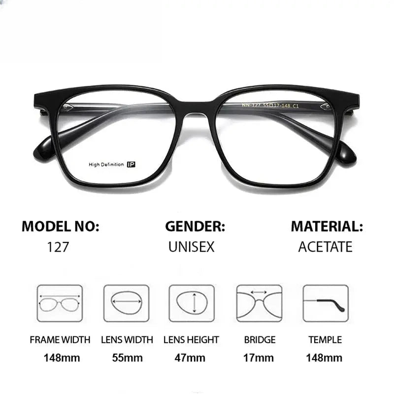 Unisex Square Full Rim Acetate Prescription Glasses 62127 — view 2 | Rx Spectacle