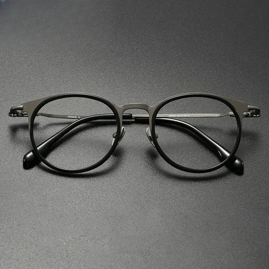 Men's Round Full Rim Titanium Oversized Prescription Glasses 660056 — view 1 | Rx Spectacle