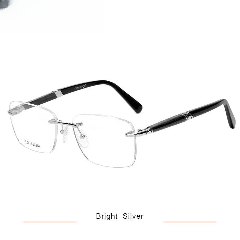 Unisex Square Rimless Titanium Prescription Glasses Ls01 — view 3 | Rx Spectacle