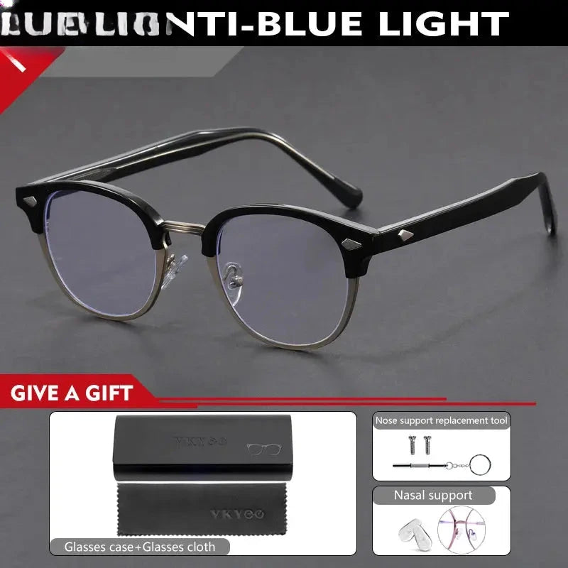 Unisex Round Full Rim Titanium Reading Glasses 10306 — view 6 | Rx Spectacle