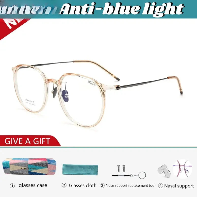 Women's Round Full Rim Titanium Reading Glasses 49104 — view 5 | Rx Spectacle
