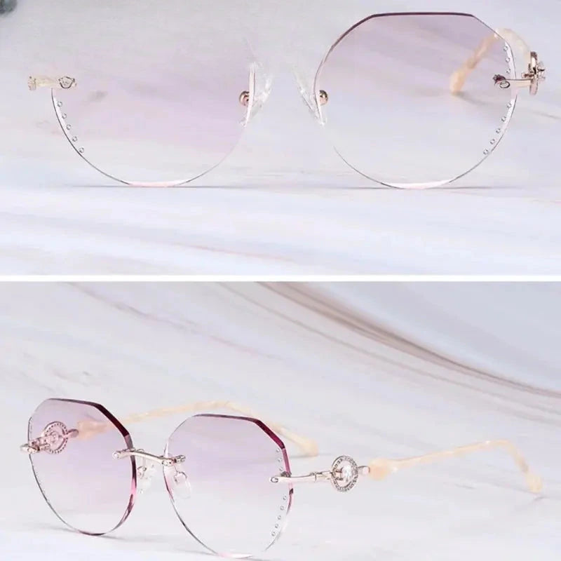 Women's Oval Rimless Titanium Flat Top Prescription Glasses 693097 — view 4 | Rx Spectacle