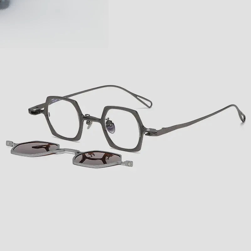 Unisex Polygon Full Rim Titanium Clip-On Prescription Glasses 1511 — view 6 | Rx Spectacle