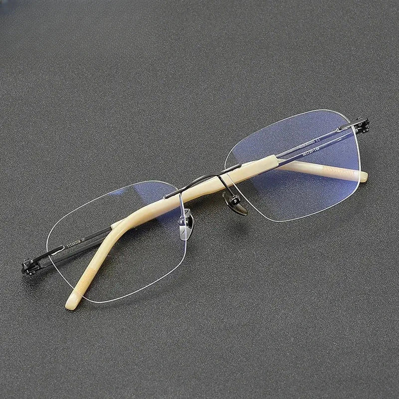 Men's Polygon Rimless Titanium Oversized Prescription Glasses 401005 — view 1 | Rx Spectacle