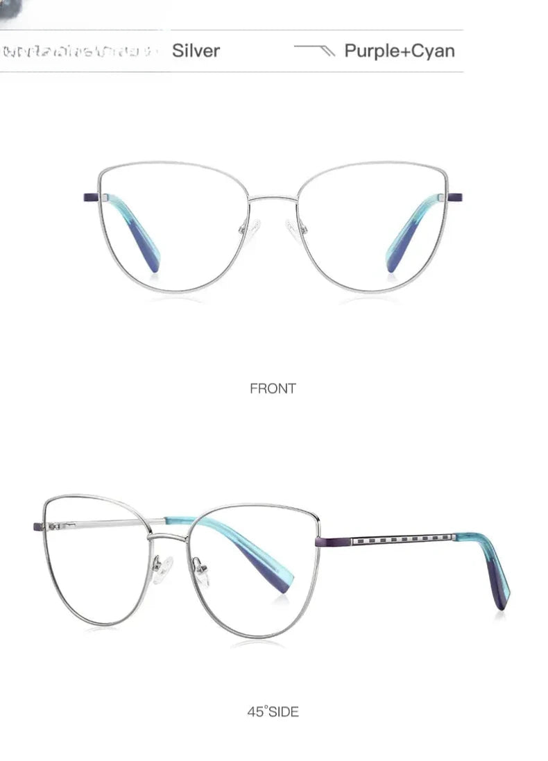 Women's Cat Eye Full Rim Alloy Reading Glasses 3060 — view 17 | Rx Spectacle