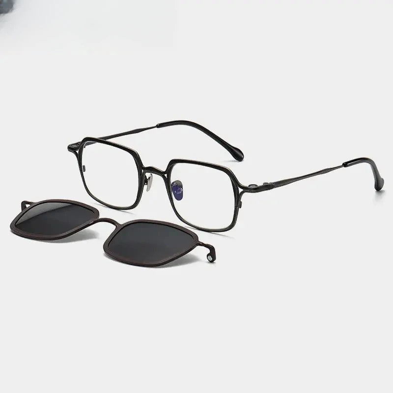 Unisex Square Full Rim Titanium Clip-On Prescription Glasses 885969 — view 4 | Rx Spectacle