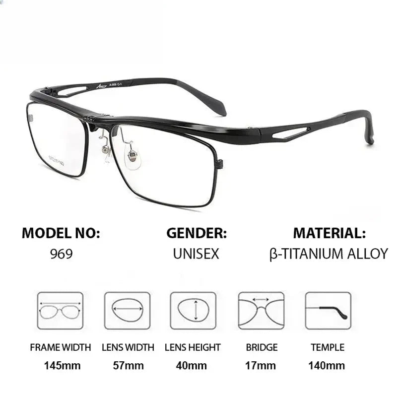 Unisex Square Full Rim Titanium Prescription Glasses 72969 — view 2 | Rx Spectacle