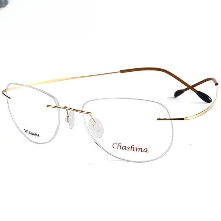 Men's Square Rimless Titanium Prescription Glasses 6009 — view 10 | Rx Spectacle