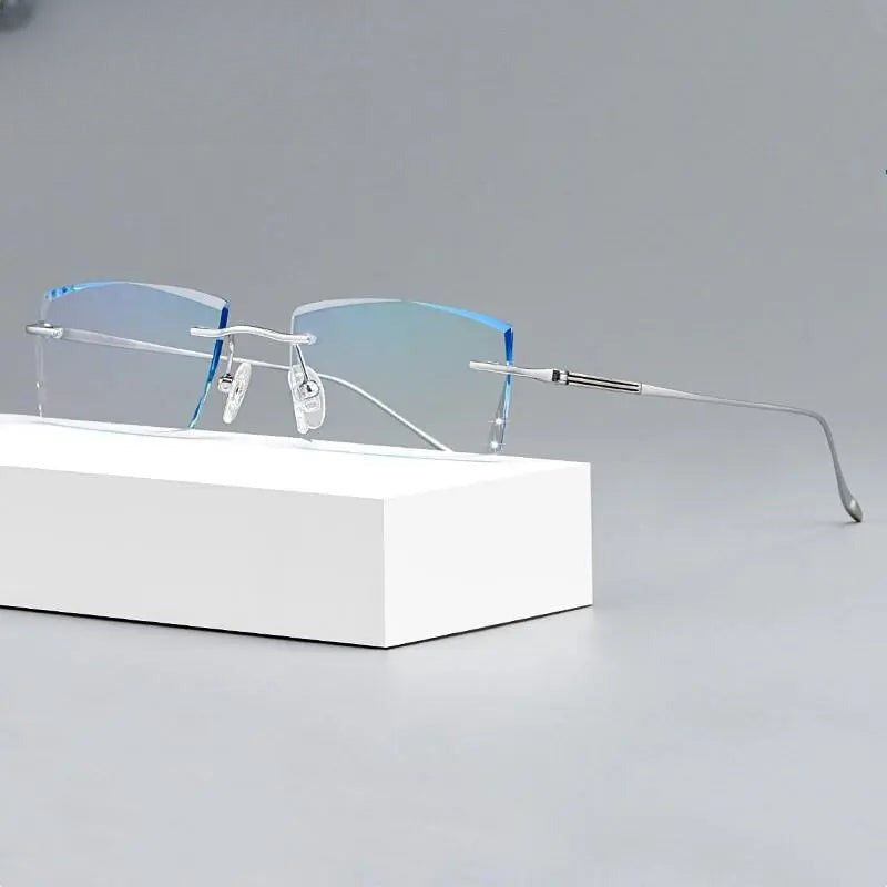 Men's Square Rimless Titanium Prescription Glasses 9083 — view 1 | Rx Spectacle
