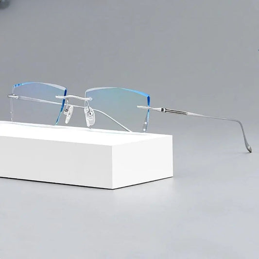 Men's Square Rimless Titanium Prescription Glasses 9083 — view 1 | Rx Spectacle
