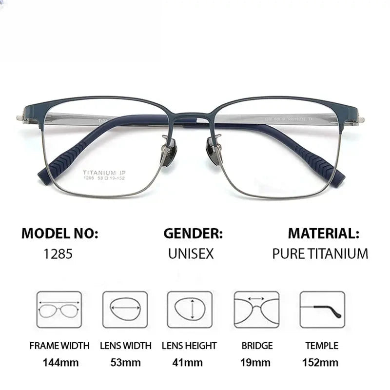 Men's Square Full Rim Titanium Prescription Glasses 401285 — view 2 | Rx Spectacle