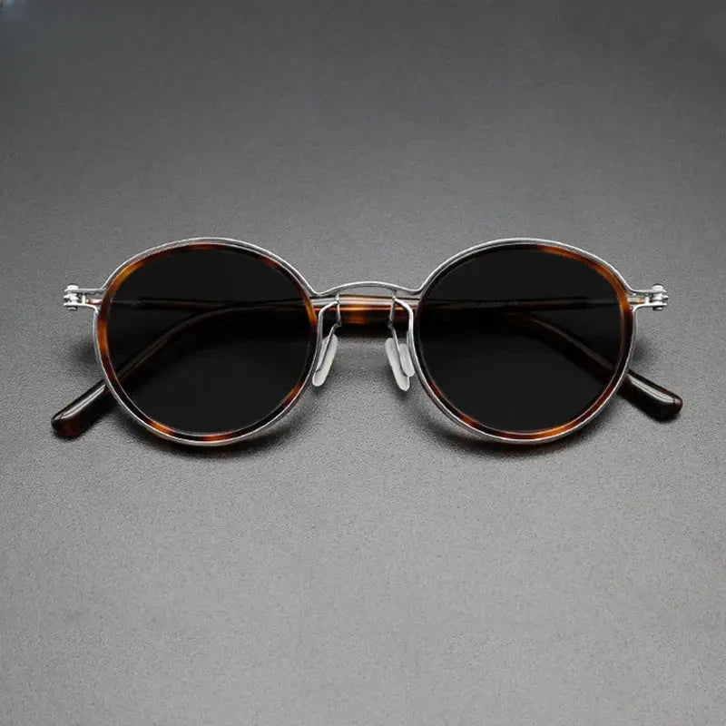 Unisex Round Full Rim Titanium Prescription Glasses Mo10 — view 3 | Rx Spectacle