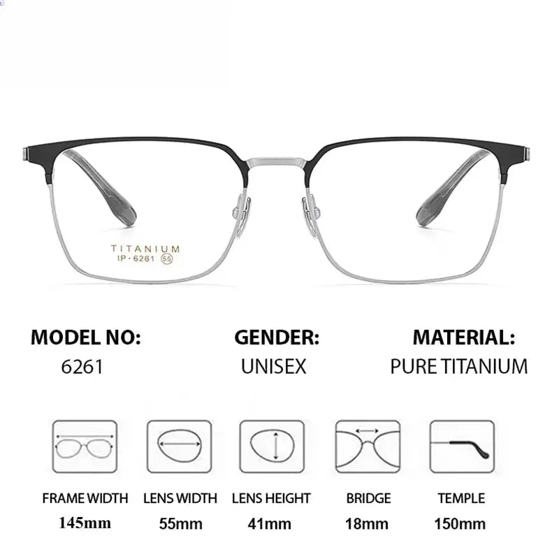 Unisex Square Full Rim Titanium Prescription Glasses 976261 — view 2 | Rx Spectacle