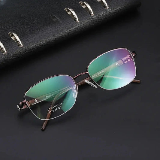 Women's Oval Semi-Rimless Titanium Prescription Glasses 779113 — view 1 | Rx Spectacle