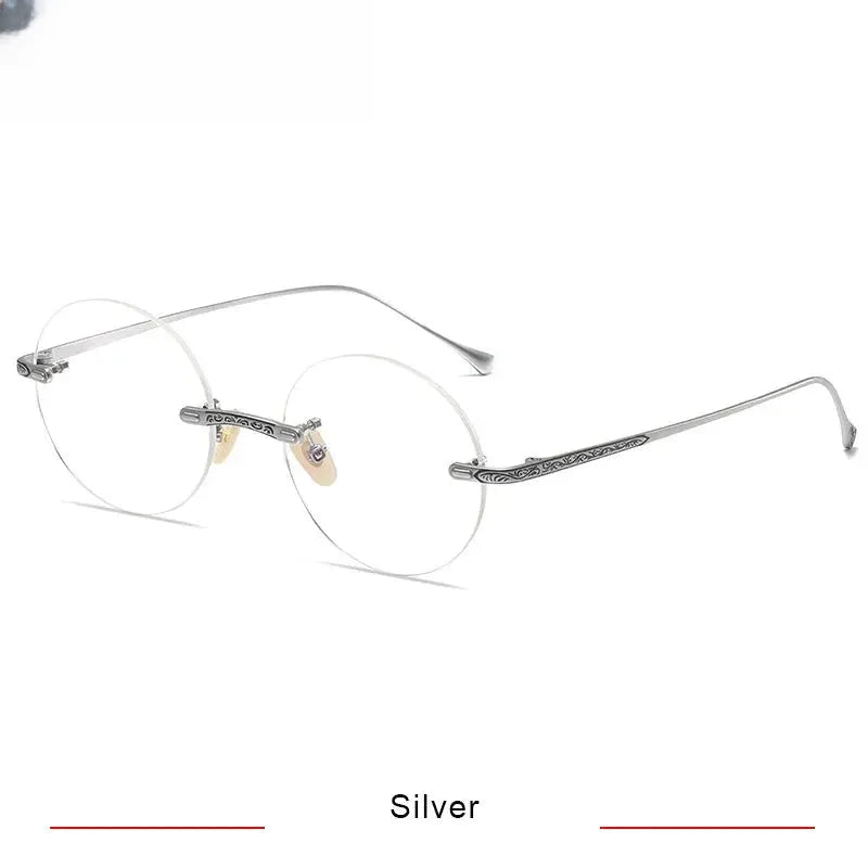 Men's Round Rimless Titanium Prescription Glasses K5933 — view 8 | Rx Spectacle